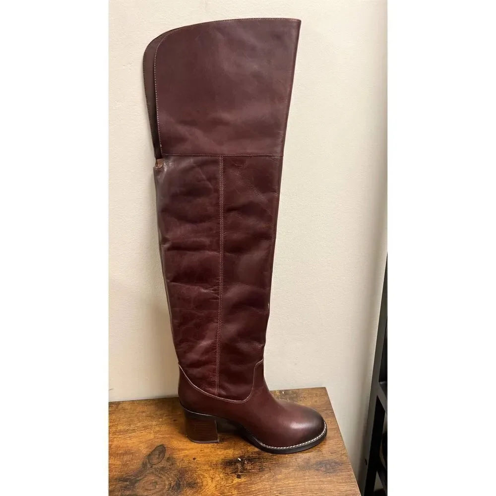 J.CREW Leather Over-the-Knee Burgundy Boots Size 6.5
